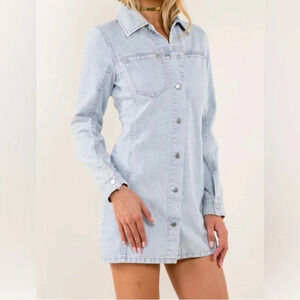 Whiteroom + Cactus Women's Washed Button Down Denim Shirt Dress Small NWT
